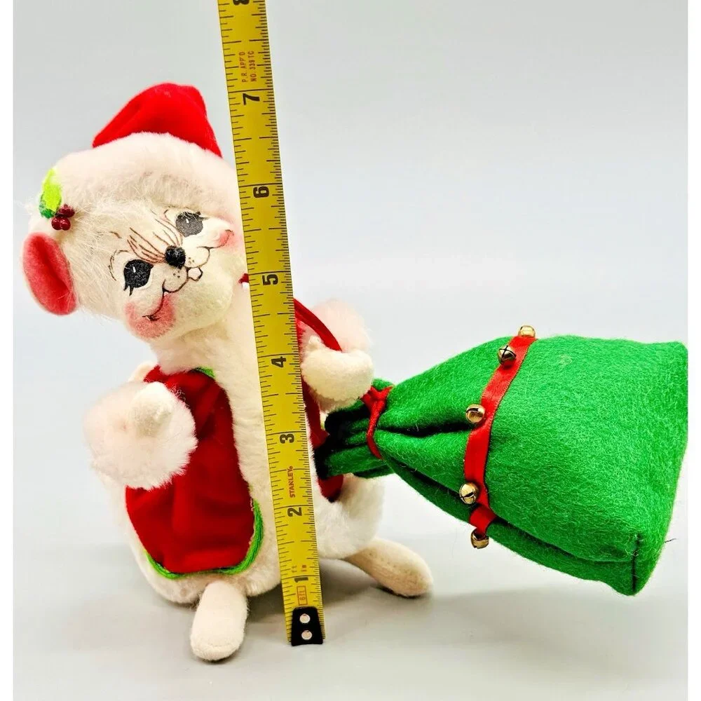 Annalee Special Delivery Santa Mouse Green Toy Sack 7 inch 2006 Open Eyes‎